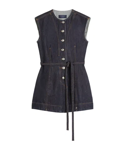 Sportmax Blue Solid Round Neck Top In Blue