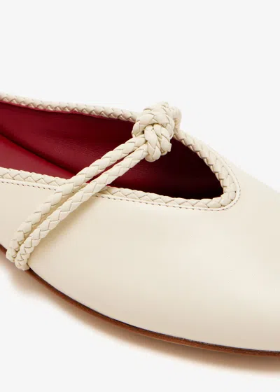 Bottega Veneta Lagoon Nappa Leather Knotted Mary Jane Ballerina Mules In White