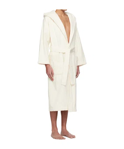 Tekla Lace-up Bathrobe In White
