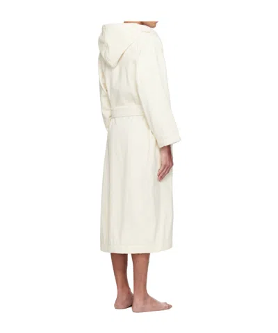 Tekla Lace-up Bathrobe In White
