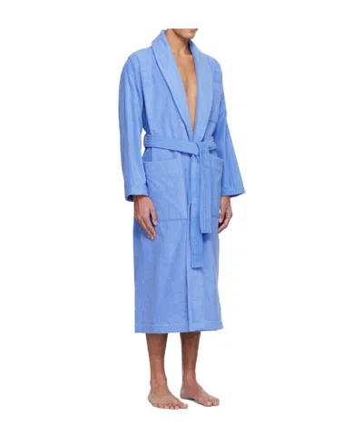 Tekla Lace-up Bathrobe In Blue