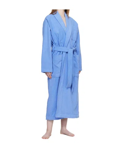 Tekla Lace-up Bathrobe In Blue