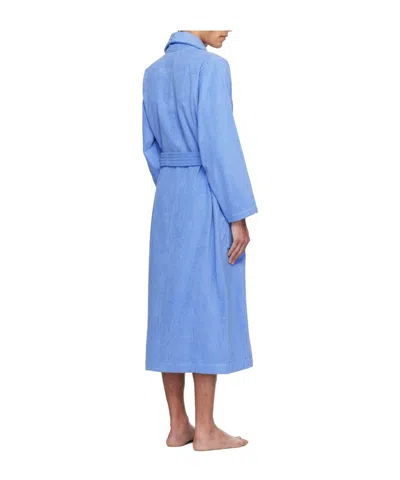 Tekla Lace-up Bathrobe In Blue