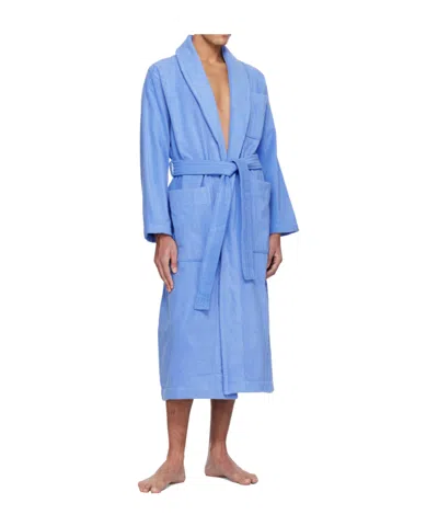 Tekla Lace-up Bathrobe In Blue