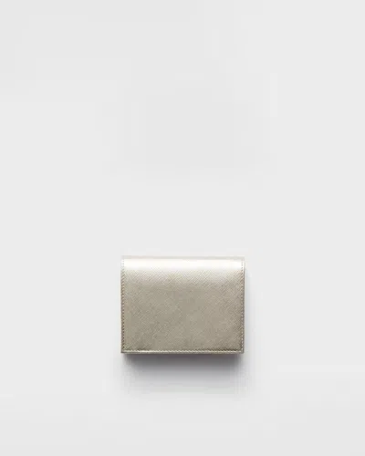 Prada Small Saffiano Leather Wallet In Gray