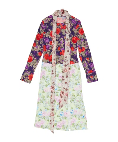 Acne Studios Scarf-detailed Floral-print Crepe Midi Dress In Multi