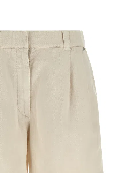 Brunello Cucinelli Women Cotton And Linen Shorts With Jewellery In Neutral