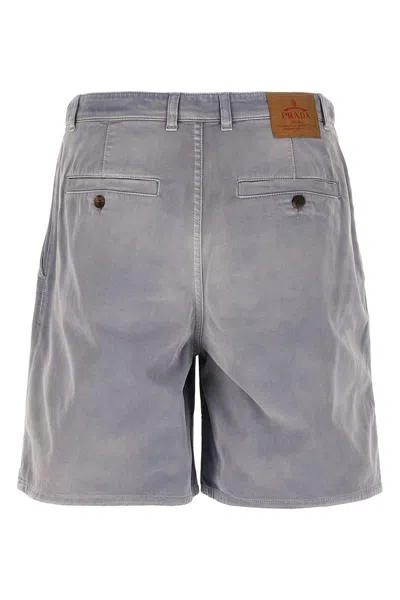 Prada Grey Cotton Shorts In Gray