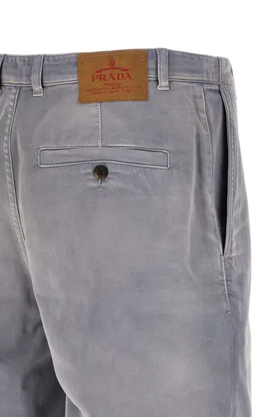 Prada Grey Cotton Shorts In Gray