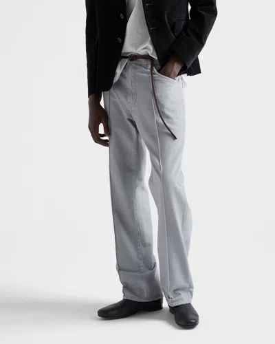 Prada Grey Regular Mid Rise Jeans In Gray