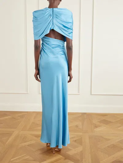 Stella Mccartney Women Light Blue Draped Satin Maxi Dress, S Luxury Dresses For Women Darveys