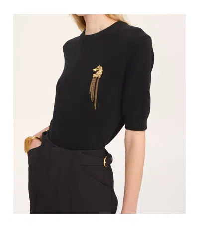 Chloé Short-sleeved Knitted Pullover In Black
