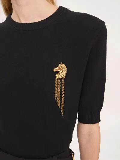 Chloé Short-sleeved Knitted Pullover In Black