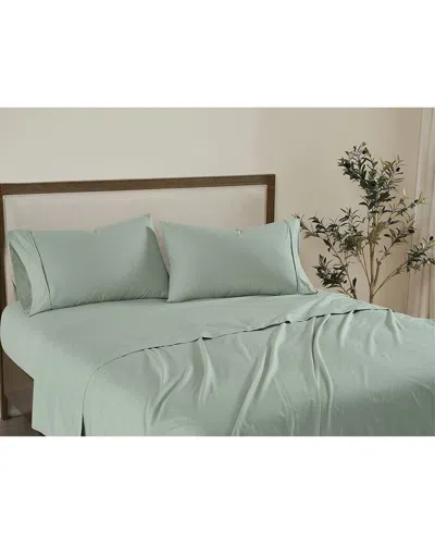 Brooklyn Loom Solid Cotton Percale Sheet Set In Blue