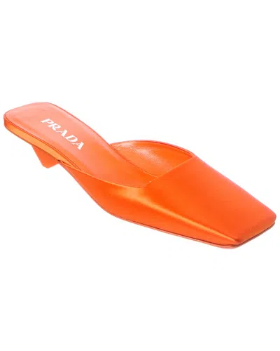 Prada Satin Mule In Orange