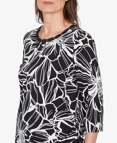 Alfred Dunner Linework Floral In Black