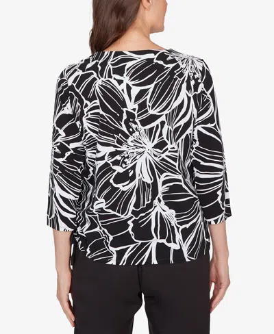 Alfred Dunner Linework Floral In Black