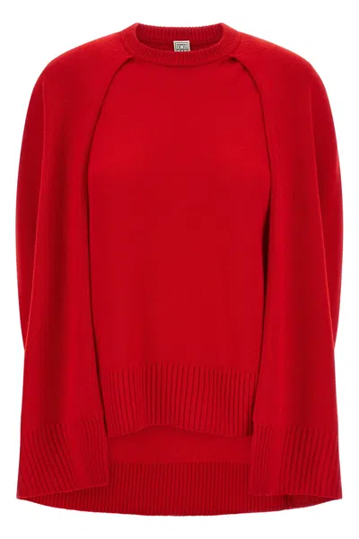 Totême Cashmere Crew Neck Knit Jumper Long Sleeves In Red
