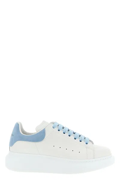 Alexander Mcqueen Oversize Sneakers In White And Light Blue Calf Leather In Multi