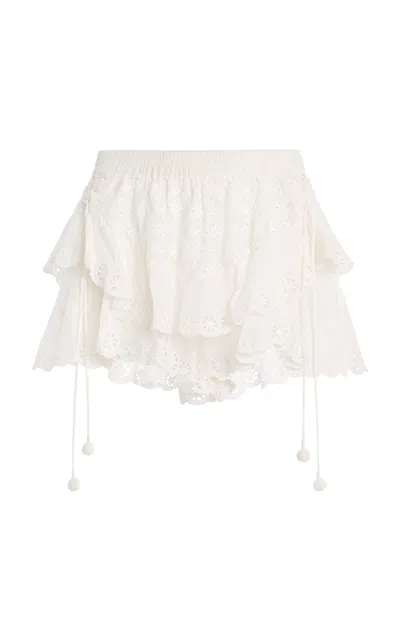 Isabel Marant Womens White Neis Open-cut Embroidered Cotton Mini Shorts In White