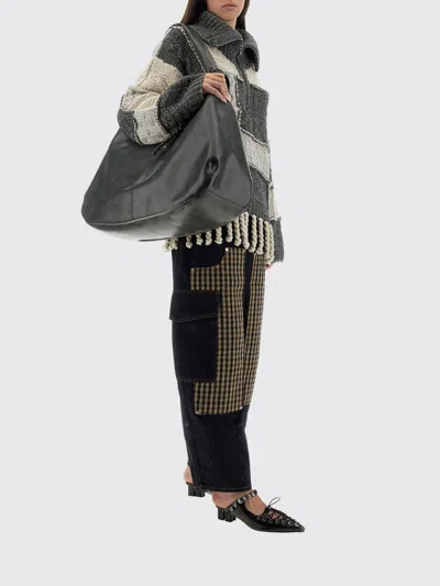 Ganni Patchwork Jersey With Bangs In Black