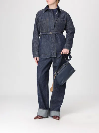 Fendi Go-to Denim Shirt Jacket With Quilted Ff Motif Clothing In Blue