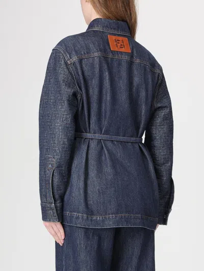 Fendi Go-to Denim Shirt Jacket With Quilted Ff Motif Clothing In Blue