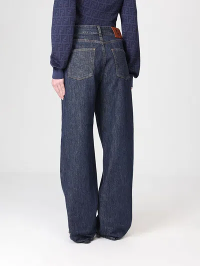 Fendi High-waisted And Straight Leg Five-pocket Jeans Clothing In Blue
