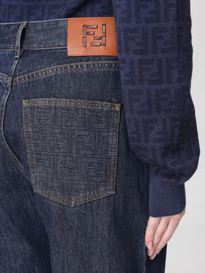 Fendi High-waisted And Straight Leg Five-pocket Jeans Clothing In Blue