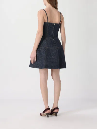 Fendi Ff Motif Denim Mini Dress In Blue