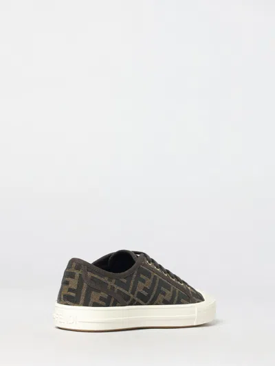 Fendi Low-top Sneakers With Monogram Pattern And Gold-tone Accents In Multi