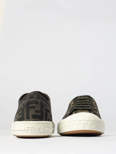 Fendi Low-top Sneakers With Monogram Pattern And Gold-tone Accents In Multi