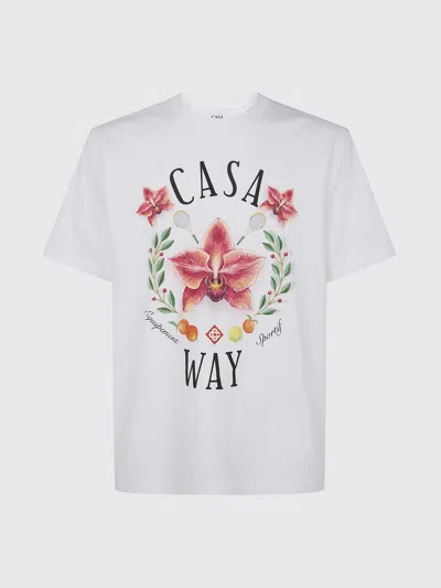 Casablanca Casa Way Orchid Organic Cotton T Shirt In White