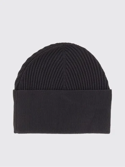 Studio Nicholson Ribbed Texture Folded Cuff Hat In Black