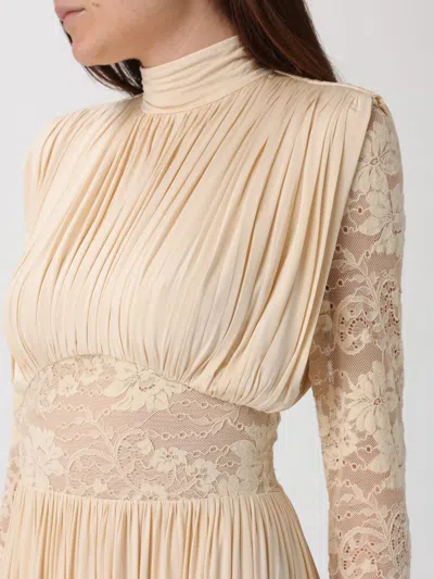 Zimmermann Ruched Stretch-jersey And Lace Maxi Dress In Neutral