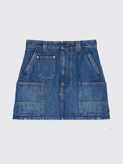 Givenchy Denim Skirt Featuring Belt Loops Pockets Stitching In Blue