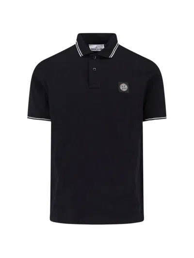 Stone Island Mens Black Brand-patch Regular-fit Stretch-cotton Polo Shirt Xl In Black