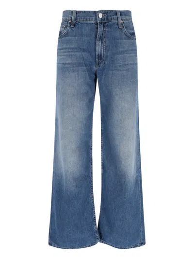 Mother Jeans The Rerun Zip Sneak With Belt Loops And Logo Embroidery On The Back In Blue Denim For Women