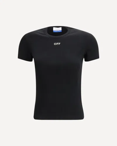 Off-white Off White Slim Fit Ribbed T Shirt For In Black