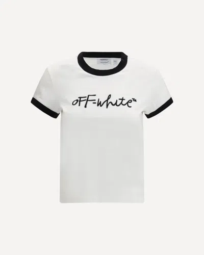 Off-white White Embroidered Script Fitted T-shirt In White