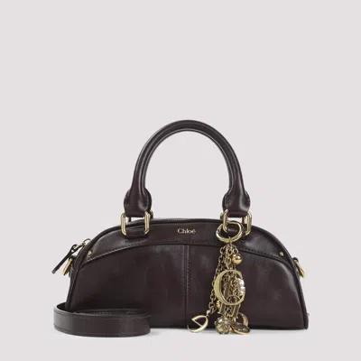 Chloé Mini Leather Multiple-charms Tote Bag In Burgundy