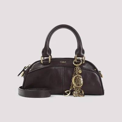 Chloé Mini Leather Multiple-charms Tote Bag In Burgundy