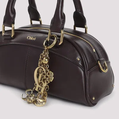 Chloé Mini Leather Multiple-charms Tote Bag In Burgundy