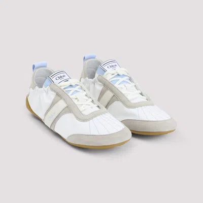 Chloé White Calf Leather Bos Taurus Athletic Sneakers In Multi