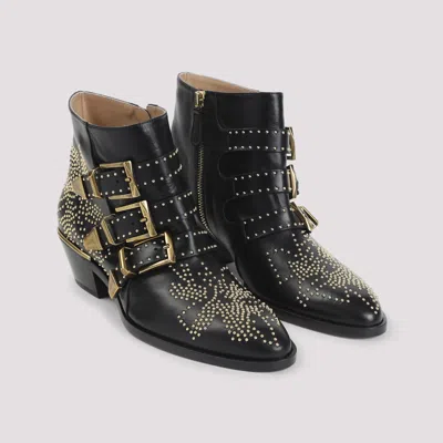Chloé Chloe Women Embellished Nappa Leather Susanna Ankle Boots In Black