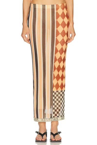 Jean Paul Gaultier Patchwork Long Skirt Woman Multicolr In Brown