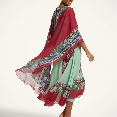 La Doublej Silk Chiffon Printed Cape In Multi