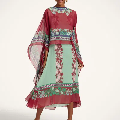 La Doublej Silk Chiffon Printed Cape In Multi