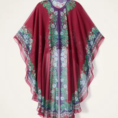 La Doublej Silk Chiffon Printed Cape In Multi