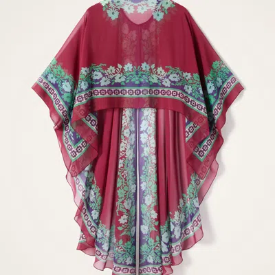 La Doublej Silk Chiffon Printed Cape In Multi